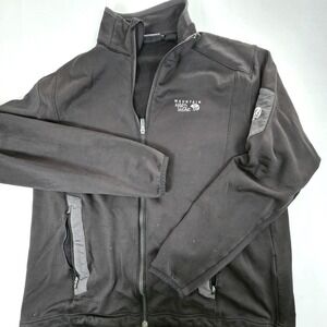Mountain Hardwear Mens XL Full Zip Fleece Jacket Black Softshell Mock Neck